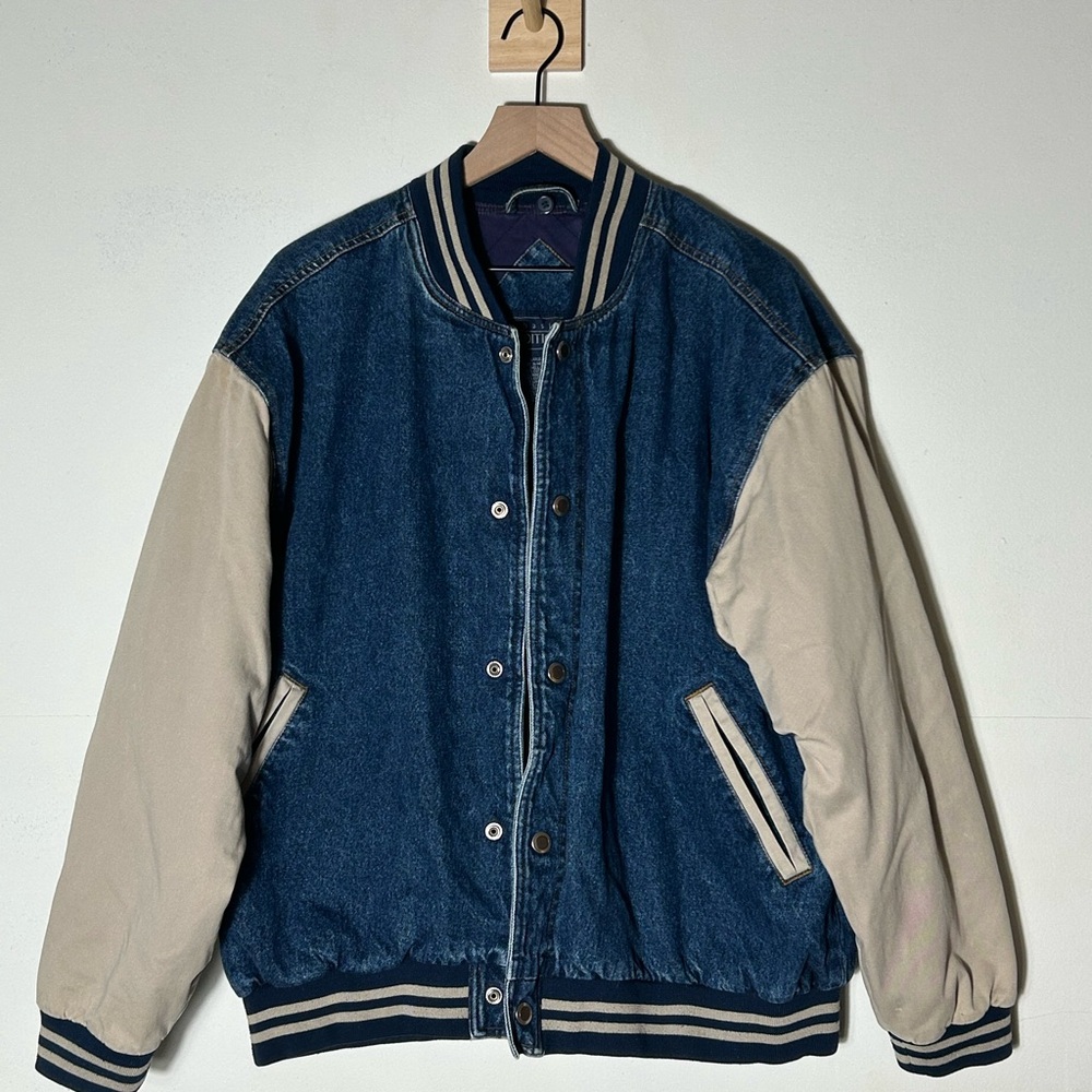 Vintage Basic Editions Size Large Denim Bomber Va… - image 2